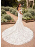 Off Shoulder Ivory 3D Lace Tulle Enchanting Wedding Dress